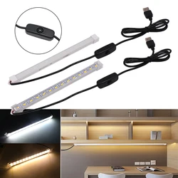 Barra de luz LED rígida alimentada por USB, lámpara de tubo de recarga, cubierta blanca lechosa, CC de 5V, 10cm, 20cm, 50cm, 5630 LED