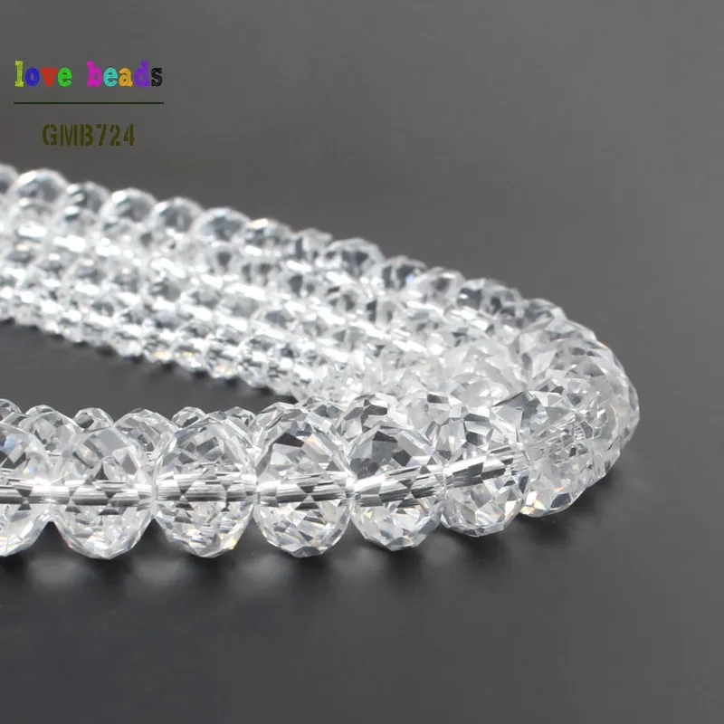 Wholesale Faceted Clear Glass Crystal Rondelle Spacer Beads 4/6/8/10/12/14mm Pick Siz For Jewelry Making