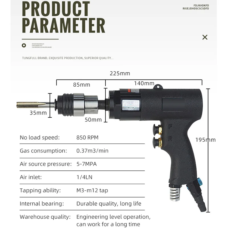 Tapping Machine Gun M3-M12 Pistol Type Pneumatic Power Thread Machine Pneumatic Drill Tapper Thread Tools Drilling Machine