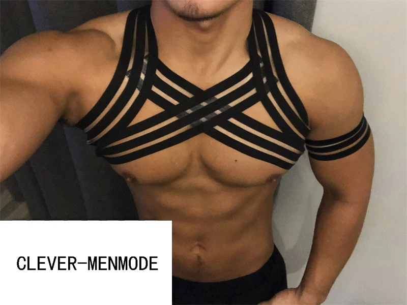 CLEVER-MENMODE Sexy Shoulder Strap Body Chest Elastic Harness Men Fetish Costume Clubwear hombre Erotic Lingerie Stage Wear