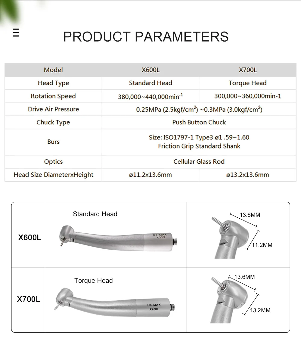ASIN De-MAX X600L X700L type Dental Optic LED High Speed Surgical Optical Handpiece with generator tool