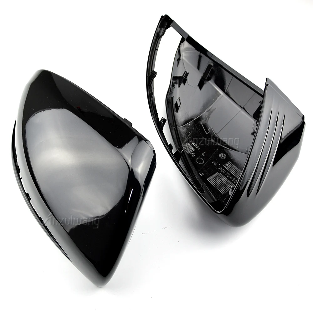 Bright black side mirror covers rearview mirror caps with clips for Mercedes-Benz C E S CLC G class W205 W213 X253 2014-2019 LHD