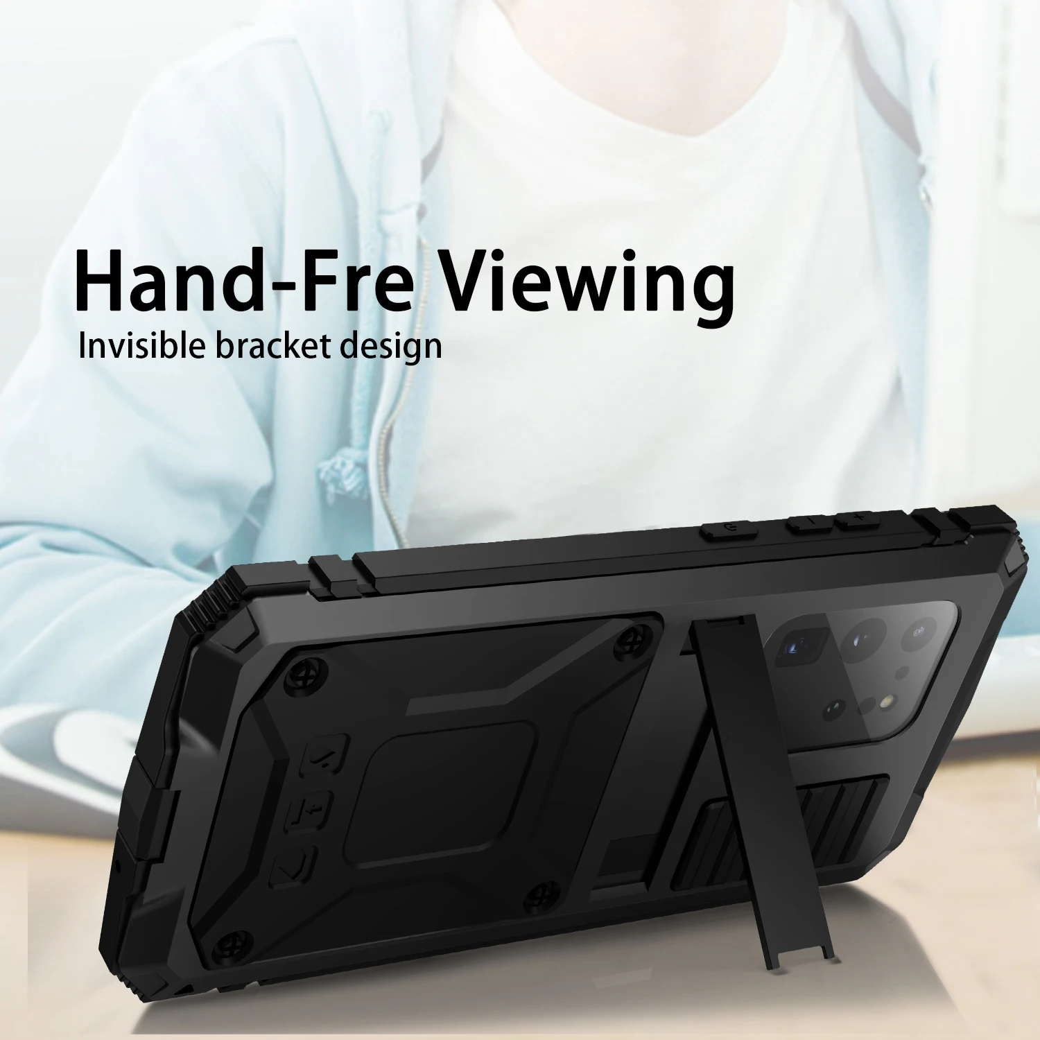 With Bracket+Full Protective For Samsung S20+/S20 Ultra Case Kickstand Dual Layer Protective Shockproof Cover For S20+/S20 Ultra