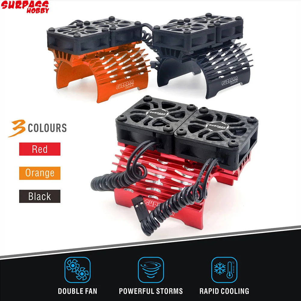 Surpass Hobby Rocket Metal Motor Cooling Fan 40mm Double Cool Fans Heat Sink for 1/5 1/8 1/10 RC Car 4068 4076 4274 Motor