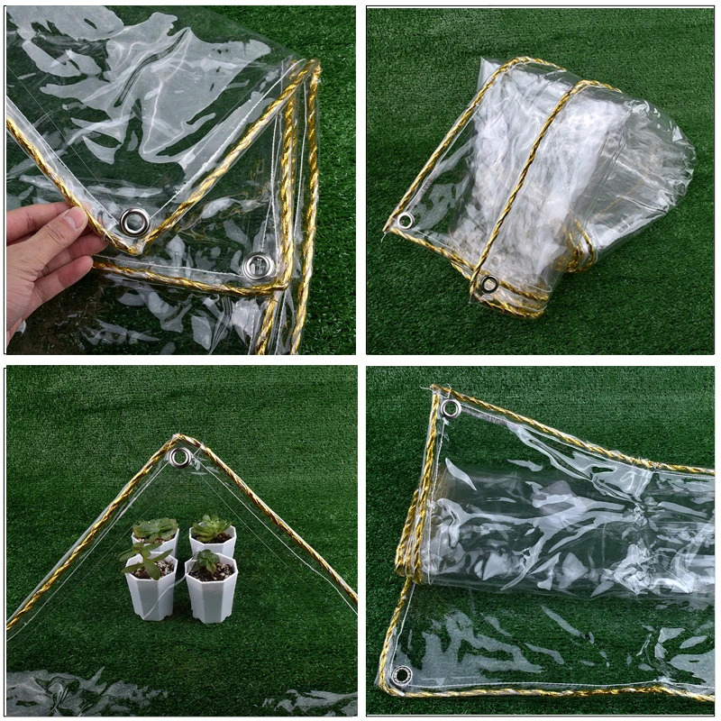 0.35mm Soft PVC Tarpaulin Transparent Rainproof Cloth Balcony Bonsai Succulent Plant Keep Warm Dog House Cover 100% Waterproof