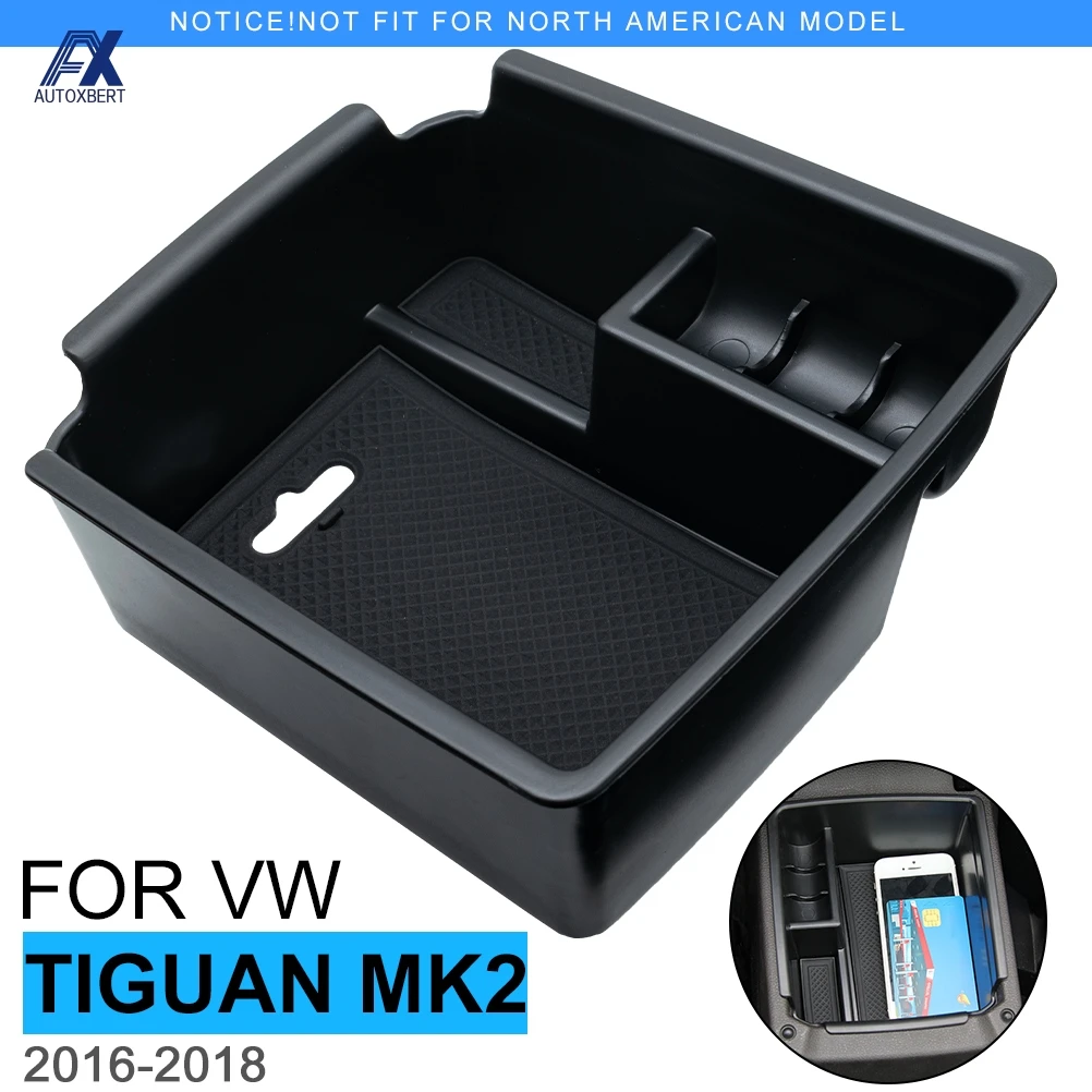 For Volkswagen VW Tiguan Mk2 Allspace Center Console Organizer Armrest Storage Box Container Tray Car Accessories 2017 2018