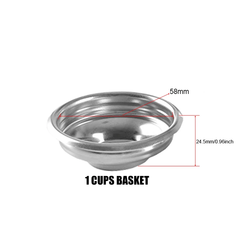 Single Cup Double Cup Clean Cup 58mm Non Pressurized Coffee Filter Portafilter Basket For Filters