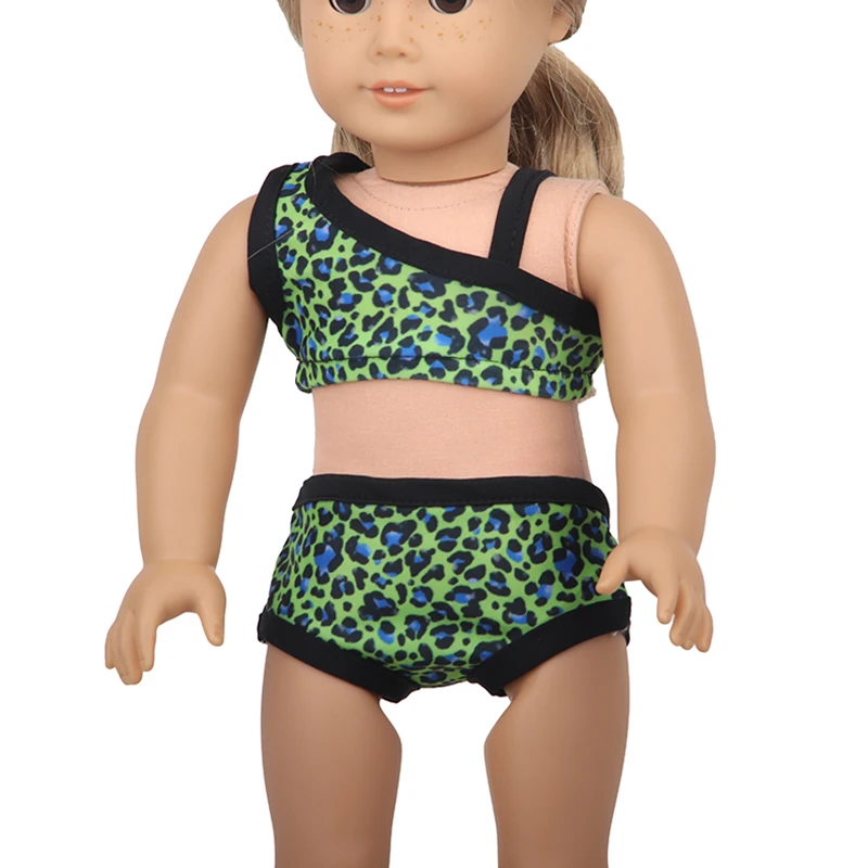 New Solid costume da bagno Doll Bikini + occhiali da sole costume da bagno sandali da spiaggia nuoto Fit Reborn Baby 43cm ragazze 18 pollici bambole americane