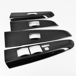 For toyota hilux vigo 2005-2015 Pickup Power window switch Window lifter trim， Carbon fiber pattern Interior Door sticker 2012