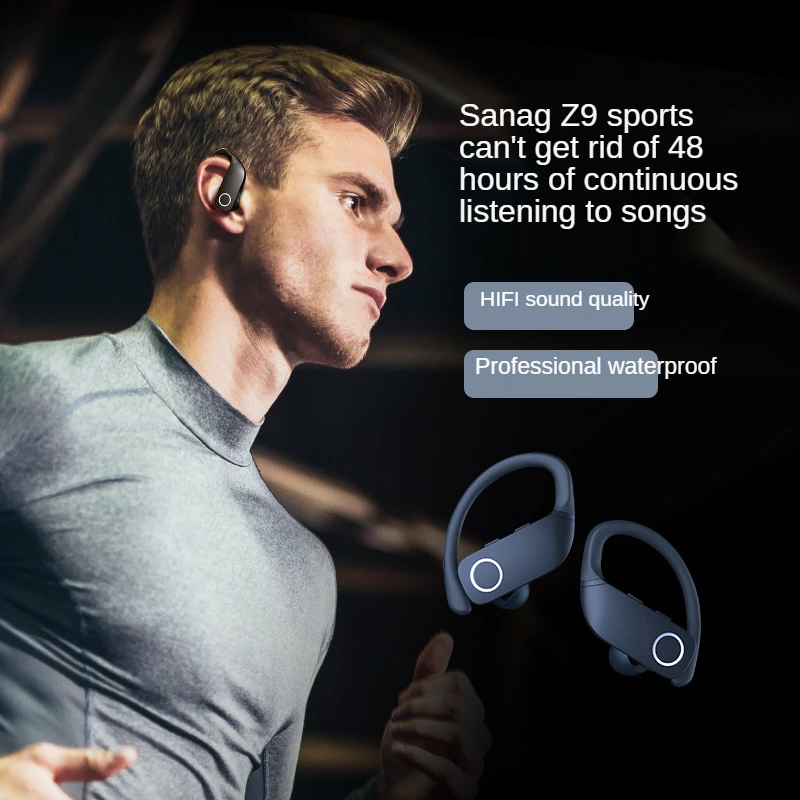 Bluetooth headset real wireless noise reduction waterproof digital display semi in ear TWS sports Earphones