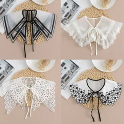 Lace Fake Collar Women Detachable Collars For Women False Collar Embroidery Floral Lolita Lapel Half Shirt Shawl Wrap Decoration