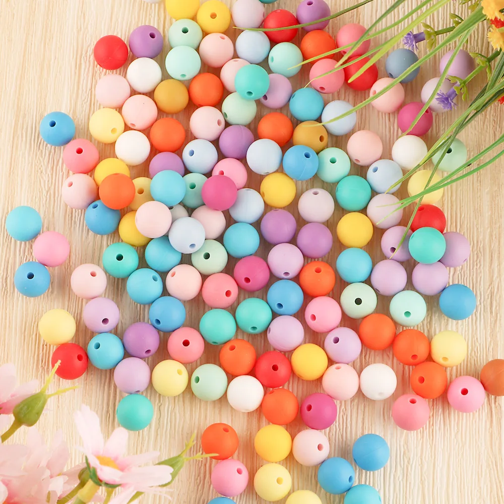 Perles Bijoux Porte-clés Lot De 150 Petites Perles En Silicone 12mm Colorées Pour Fabrication De Bijoux Et Loisirs Créatifs