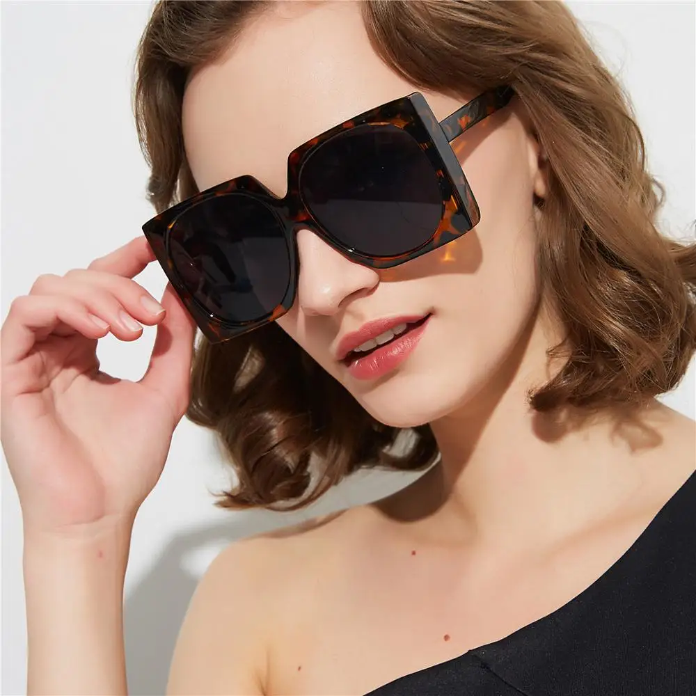 2021 Avant-garde Oversize Sunglasses For Women Vintage Tortoise Square Sun Glasses High Quality Fashion Glass