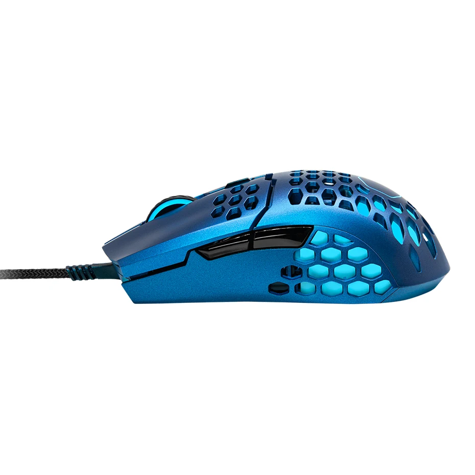 Imagem -03 - Mouse Gamer Cooler Master Mm711 Azul 60g com Capa de Favo de Mel Leve Cabo de Tecelagem Ultrafino com Detalhes Rgb 20m Cliques 16000 Dpi