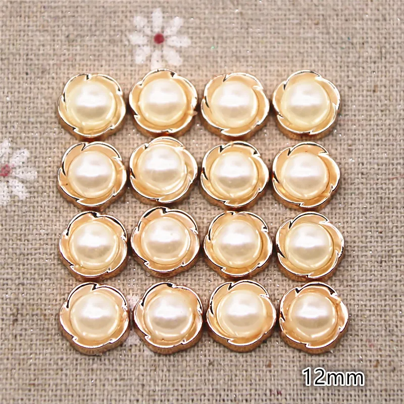 Golden color Ivory pearl Button Resin Flatback Simulated pearl Buttons Home Garden Crafts Cabochon Scrapbooking