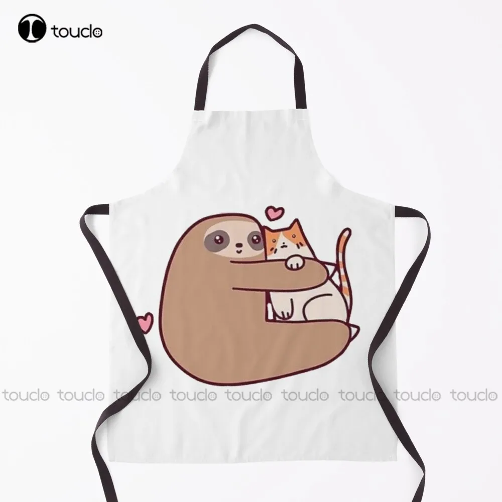 New Sloth And Cat Apron Kitchen Apron Unisex