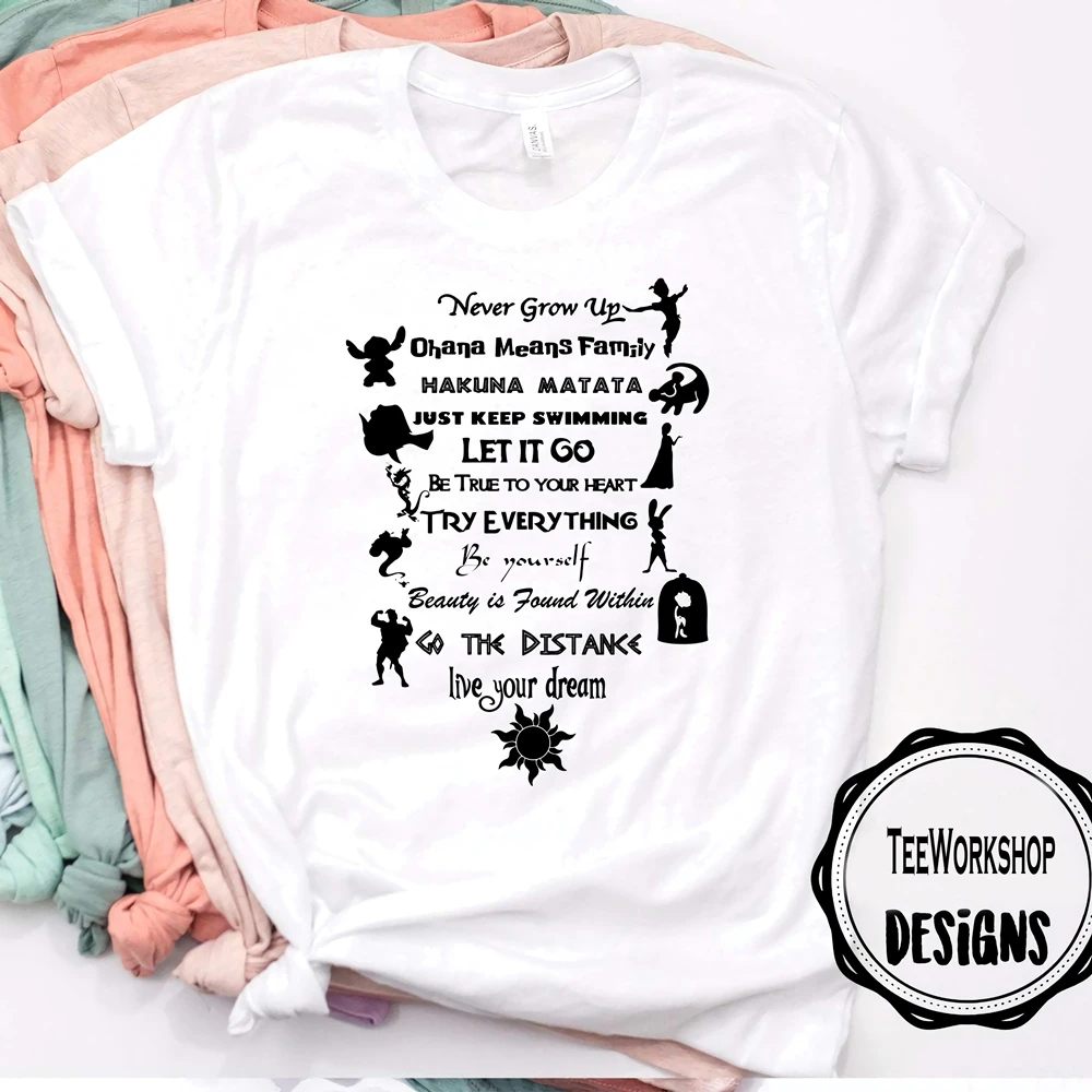 2023 Girls Fairy Tales Inspired T-shirt Cute Magic Kingdom Epcot Shirt Ulzzang Women Shirts 90s Tumblr Shirt