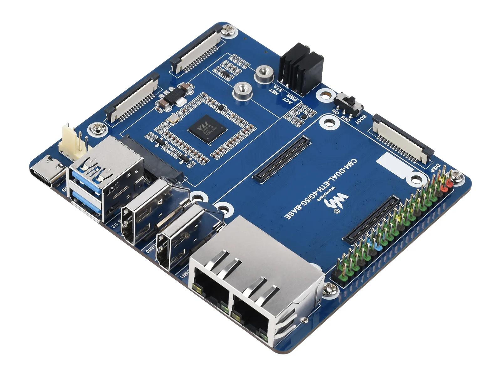 

CM4-DUAL-ETH-4G/5G-BOX,Dual Gigabit Ethernet 5G/4G Mini-Computer Based On Raspberry Pi CM4 (Without RPi CM4),With Cooling Fan