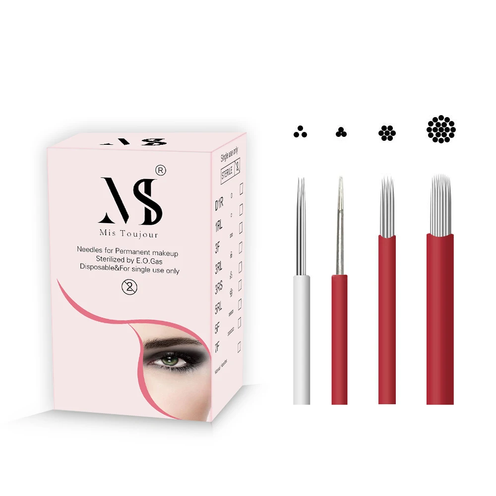 

50pcs/Box 3R 7R 21R Round Microblading Needles For Semi Permanent Makeup Eyebrows Micropigmentation Microshading