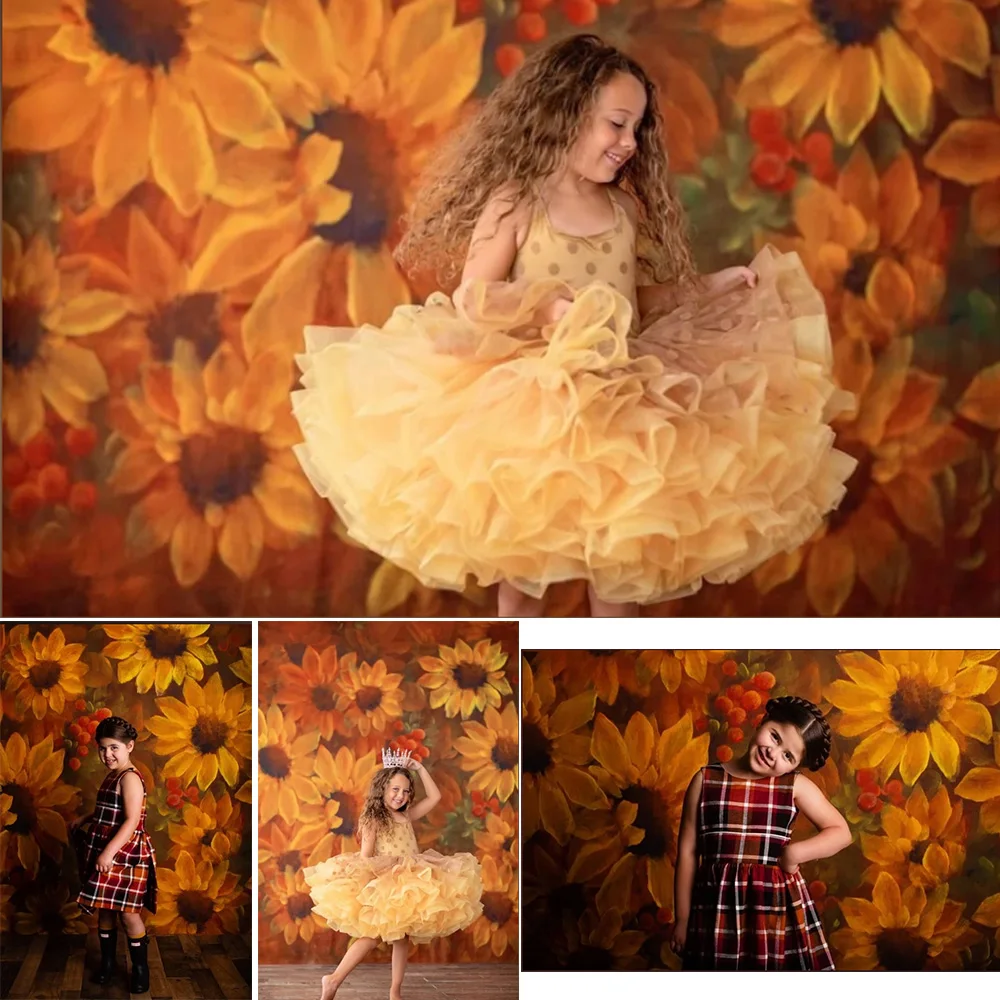 Sunflower Texture Children Birthday Artistic Photos Backdrop Fall Sunflowers Newborn Portrait Background Baby Shower Photography