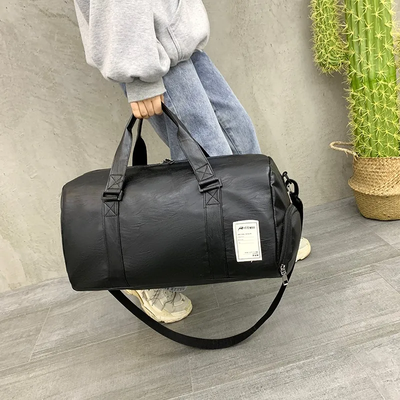 

Large Capacity PU Leather Luggage Bag Unisex Fitness Training Sports Suitcase Multifunction Business Travel Duffels With Shoes