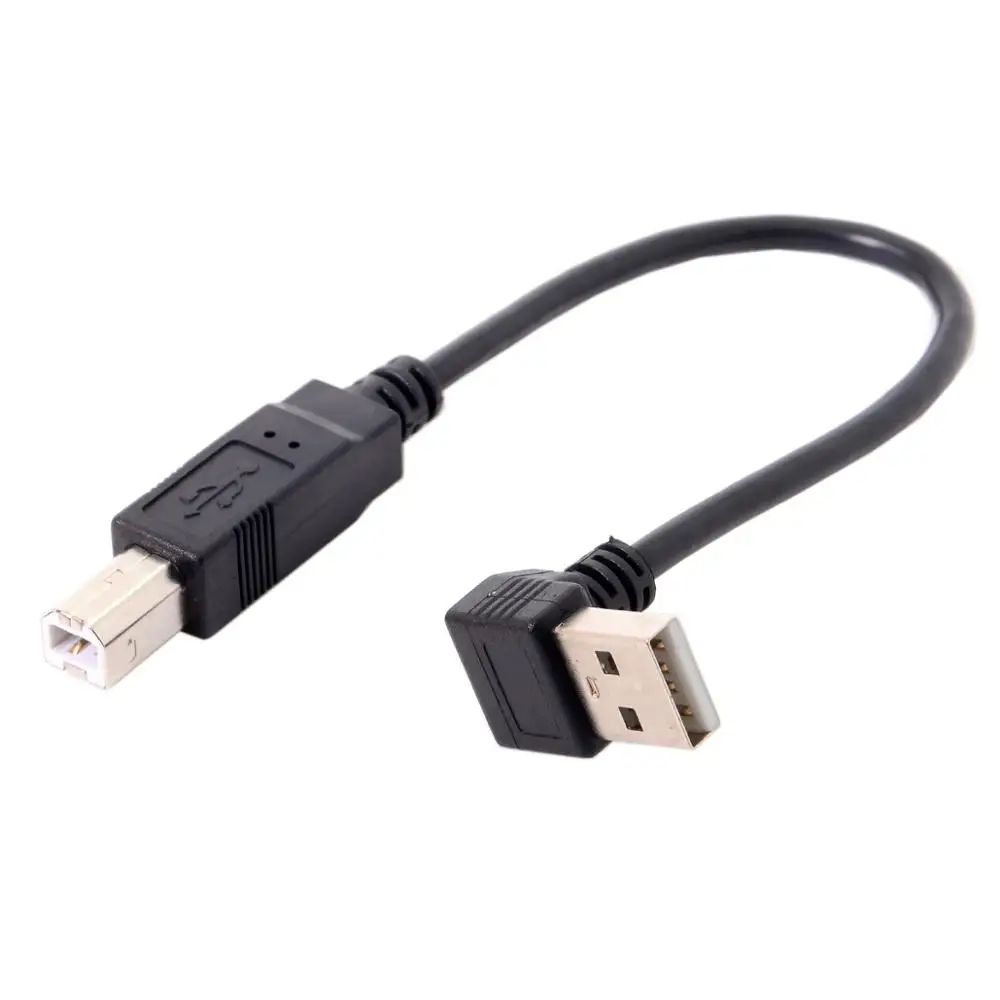 Down Angled 90 Degree USB 2.0 Male To B Type Male Cable For Printer Scanner Hard Disk 20cm