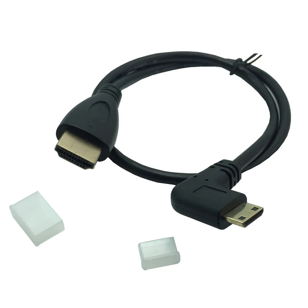 Kabel Mini kompatybilny z HDMI 1080p 3D Adapter pozłacana wtyczka prostopadły HDTV C do projektora ekran aparatu notebook TV 0.5M