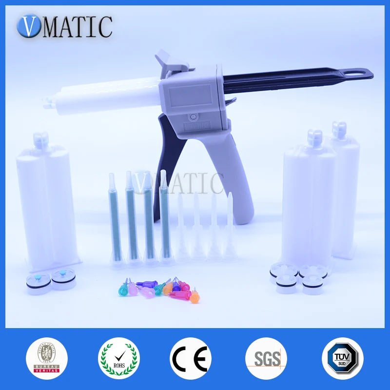 

Free Shipping AB Glue Cartridge 2:1 & 1:1 Universal 50ml/Cc Manual Dispensing Caulking Gun With Mixing Nozzle