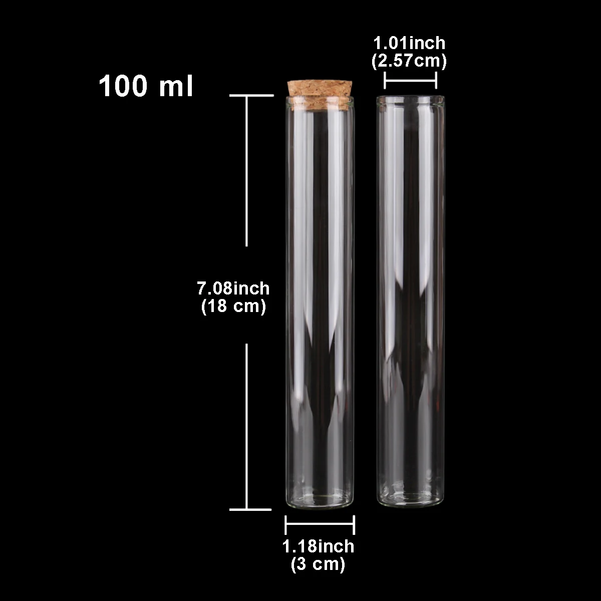 15 ml/25 ml/30 ml/35 ml/40 ml/45 ml/50 ml/55 ml/60 ml/80 ml/100 ml Kleine Glazen Reageerbuis met Kurk Dragees Potten Flessen 24 stuks