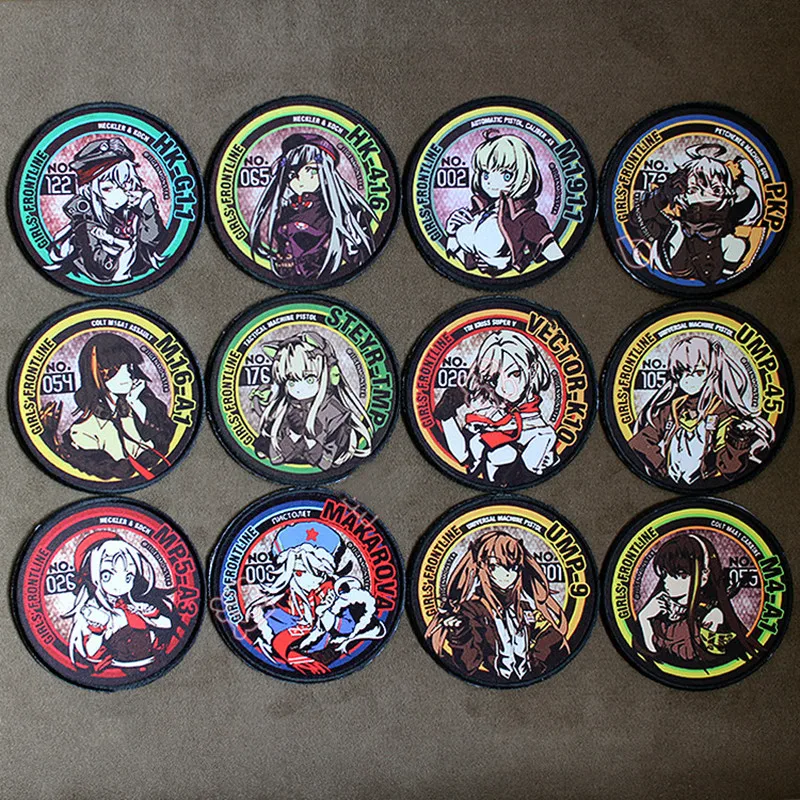 Girls Frontline Game Badge HK416 UMP45 Printing Two-dimensional Animation Round  patch for clothing backpack sticker