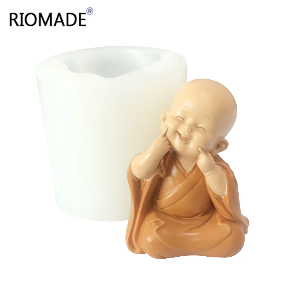 Monk Silicone Mold Creativity Cute Buddhist Monk Handmade Aromatherapy Candle Plaster Soap Making Mould Ornaments Decoration