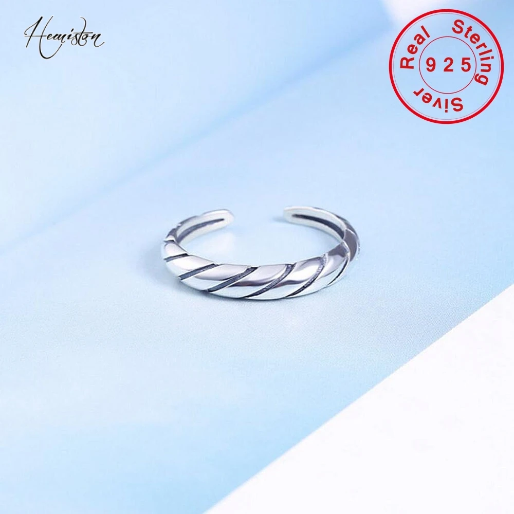 Authentic 100% Silver Twisted Line Pattern Ring, Original Compatible With Thomas Jewelry for Women TS 255