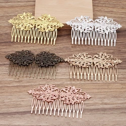 Vintage Bronze 14 Teeth Comb Hair Jewelry Charm Women Flower Motif Hairpin Hairclips Wear Barrettes Retro Decorative Accessories