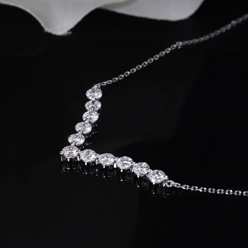 Novas jóias de luxo 18k pingentes de ouro branco moda jóias corte redondo 3.9mm laboratório cultivado diamante colar corrente de noivado para mulher