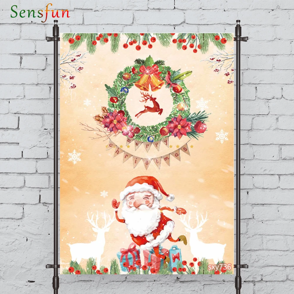 

LEVOO Photographic Background Santa Claus Elk Wreath Cartoon Background Photobooth Photo Studio Fabric Shoot