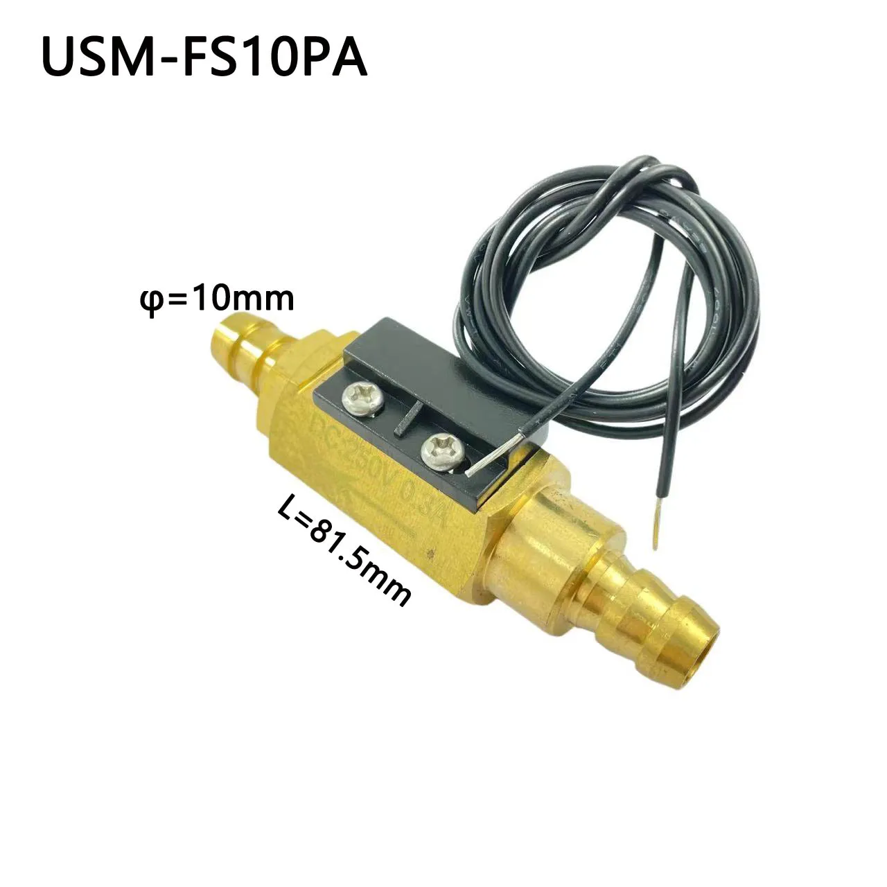 USM-FS10PA Normally open Circuit Magnetic Flow Switch 70W Max Load DC5-24V 0.3A Max Current Reliable 10mm OD Plug made of Brass