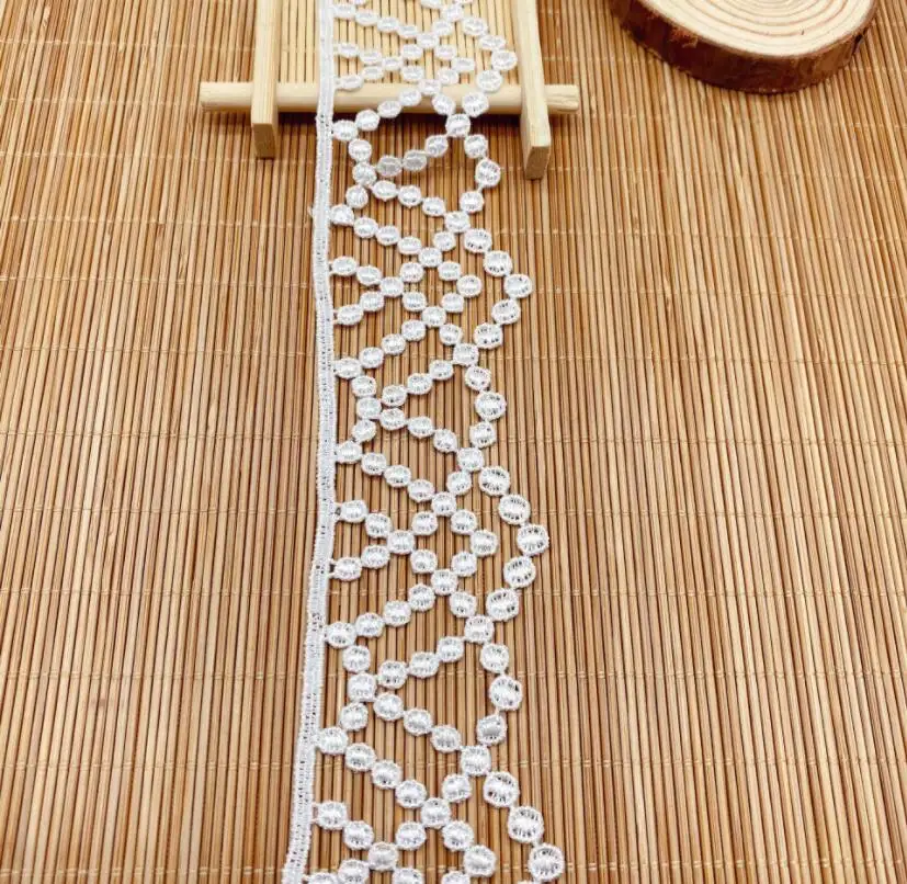 2 ياردة/مجموعة 4.3 سنتيمتر مع الأبيض الأسود الدانتيل تقليم للذوبان في الماء التطريز الدانتيل DIY بها بنفسك النسيج الملابس والاكسسوارات