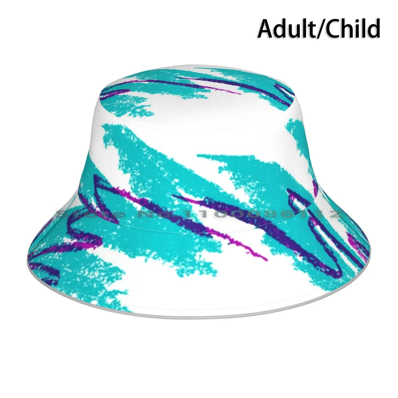 Retro Cup Bucket Hat Sun Cap Nostalgic Spirit Nostalgia Retro 80s Solo Cup Abstract Funky Waves 90s Turquoise Purple Classic