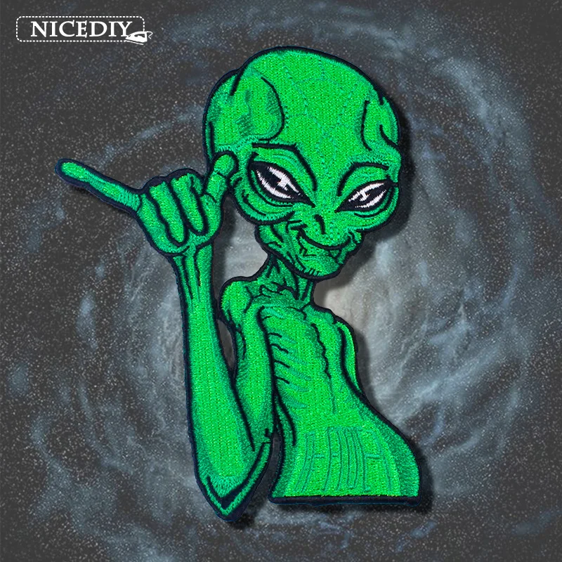 DIY Hippie Patch Alien UFO Stripe Embroidered Patches On Clothes Iron on Patches for Clothing Metal Music Badges For Backpack