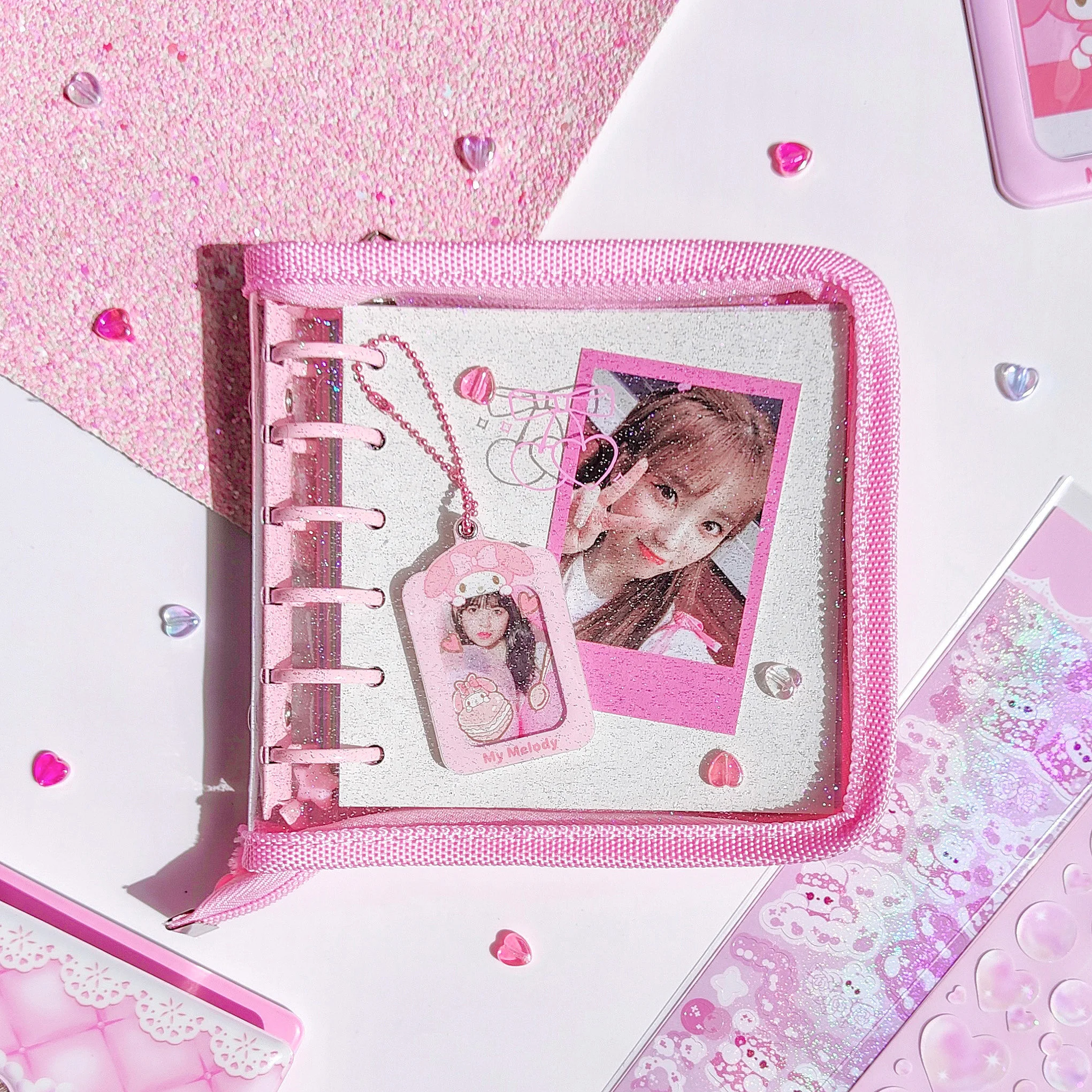 Sharkbang A7 Square Binder Zipper Notebook Glitter Journals Agenda Planner PVC Kpop Photocard Binder Gift Set Stationery