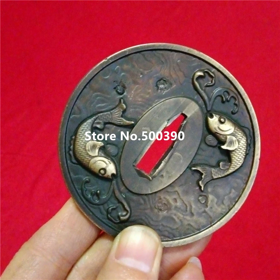 Imagem -03 - Nice Liga Guarda Tsuba Menuki Fuchi Kashira com Peixe para a Espada Japonesa Samurai Katana Japão Wakizashi