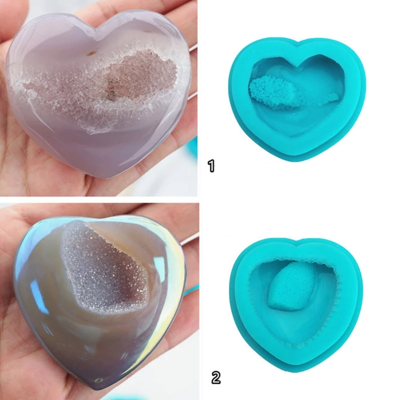 DIYCluster Crystal Gem Resin Casting Mold Natural Druzy Heart Star Moon Epoxy Resin Mold Rock Geode Stone Silicone Mould