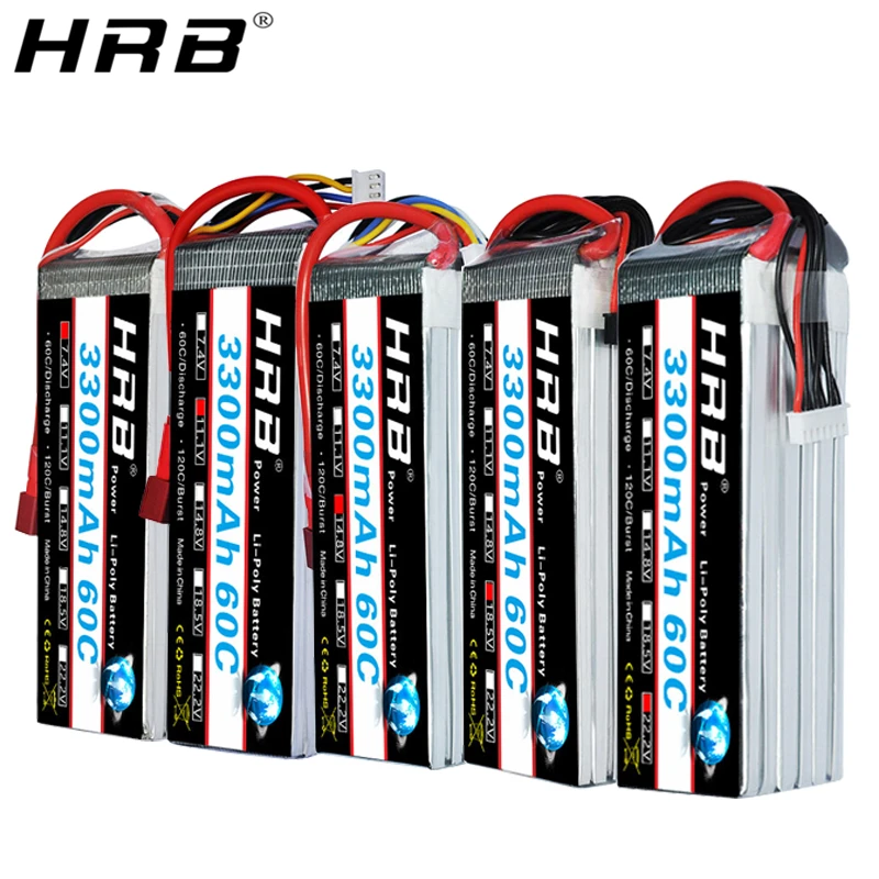 HRB 2S 7.4V 11.1V Lipo Battery 3300mah T Deans 60C XT60 3S 3.7V RC Quadcopter FPV Airplane Car Parts 14.8V 18.5V 22.2V 4S 5S 6S