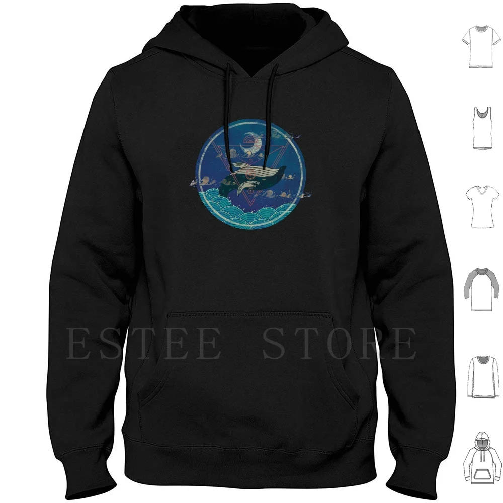 Nightly Ritual Hoodies Whale Nature Sea Ocean Waves Geometric Geometric Clouds Circles Moon Night Stars Starry