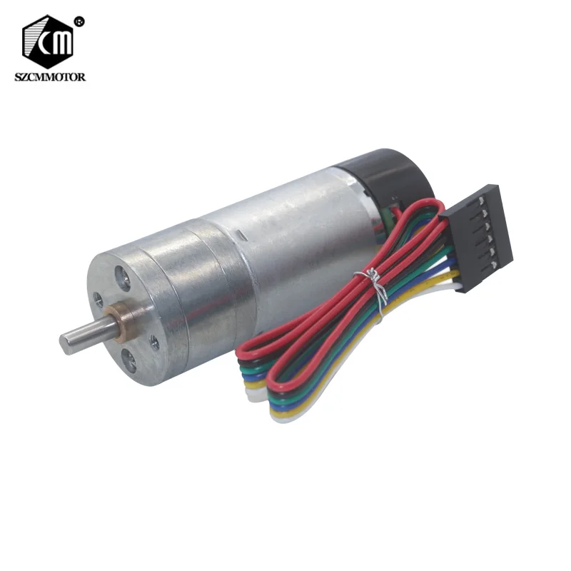 25mm Diameter Large Torque Speed Reduction 2 Phases Pulses Output Detection CW/CCW Encoder Gear Motor with Protecting Hood