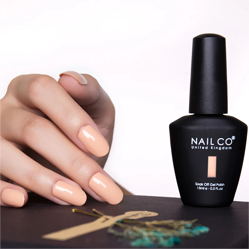 NAILCO Nude เล็บเจล UV LED Lacquer 47 สี Art Hybrid เคลือบสีแดงสีเหลืองกึ่งถาวรเคลือบด้านบนและ Base Coat