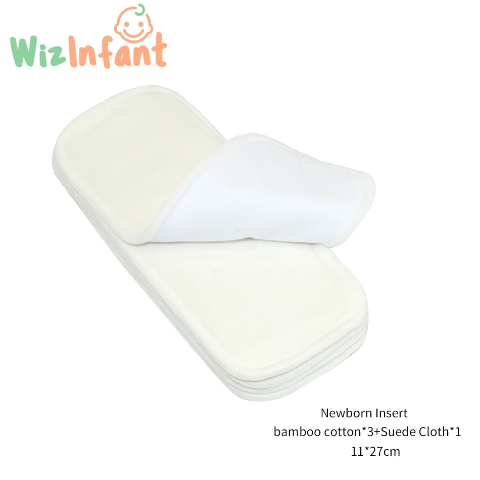 5pcs New Born Bamboo Cotton Diaper Insert With Stay-Dry Suede Cloth Or Bamboo Fiber,For All Newborn Diaper Cover