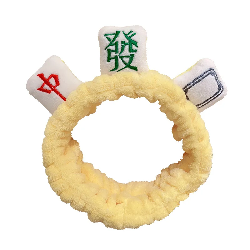 Japan South Korea cute funny rich mahjong headband female face wash headband net red headband hair tie headband makeup headwear