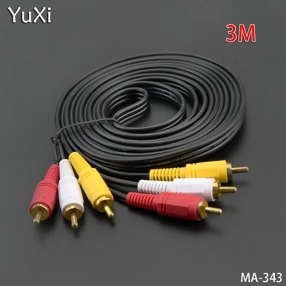 YuXi 3RCA maschio a 3 RCA maschio composito Audio Video AV cavo spina 3X RCA cavo Audio vendita al dettaglio e all'ingrosso 1.5M 3M 5M sostituire