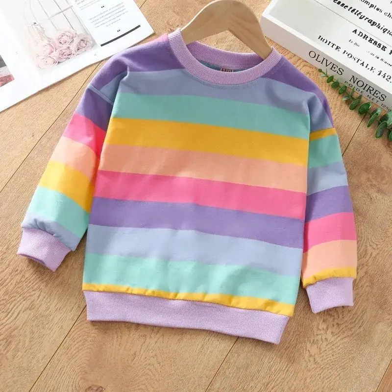 Children Clothing Spring Autumn Toddler Girl Clothes Rainbow Sweater Pants 2PCS Outfit Kids Sport Suit For Girls Clothing Sets